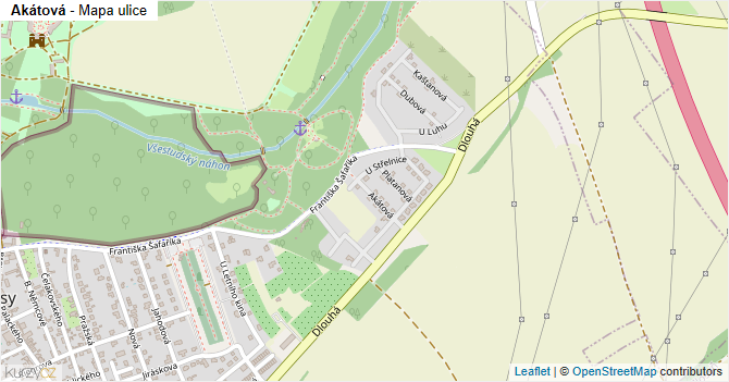 Akátová - mapa ulice