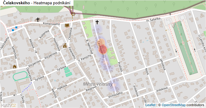 Čelakovského - mapa podnikání