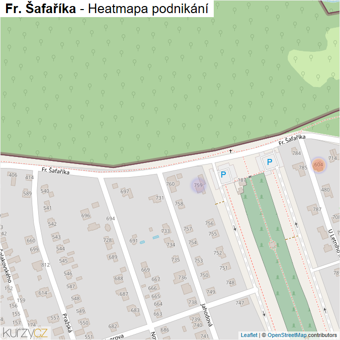 Mapa Fr. Šafaříka - Firmy v ulici.