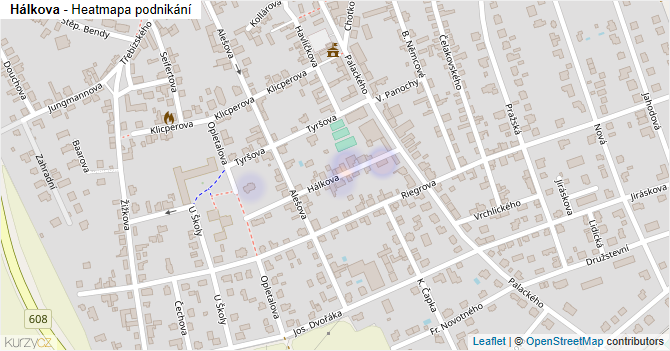 Hálkova - mapa podnikání