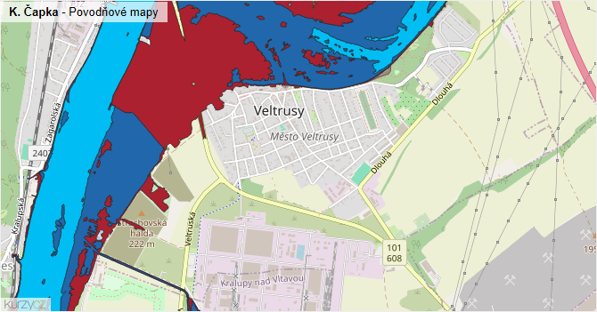 K. Čapka - záplavové mapy stoleté vody
