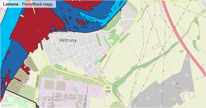Lomená - záplavové mapy stoleté vody