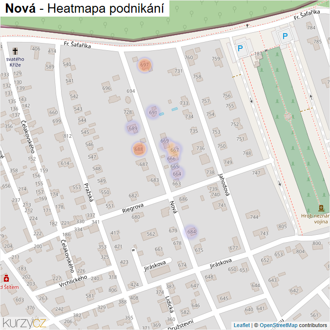 Mapa Nová - Firmy v ulici.