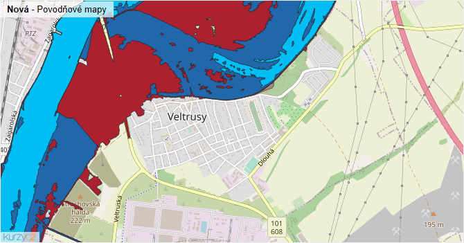 Nová - záplavové mapy stoleté vody