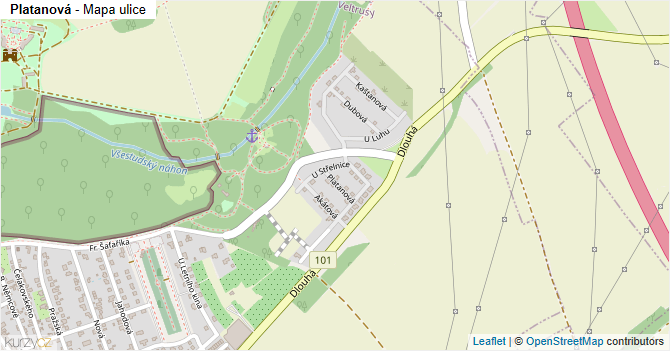 Platanová - mapa ulice