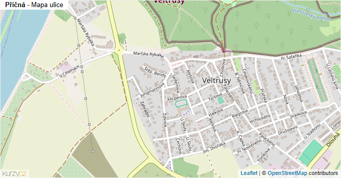 Příčná - mapa ulice