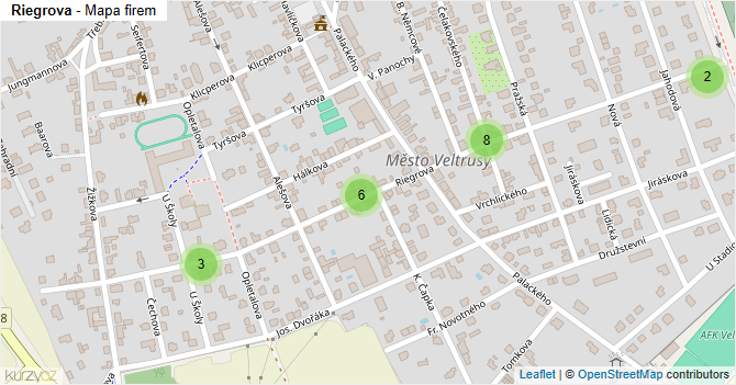 Riegrova - mapa firem