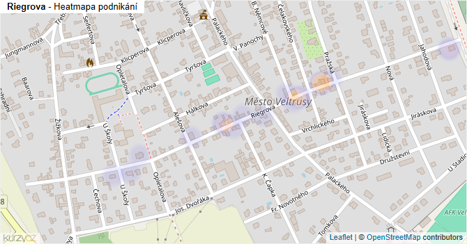 Riegrova - mapa podnikání