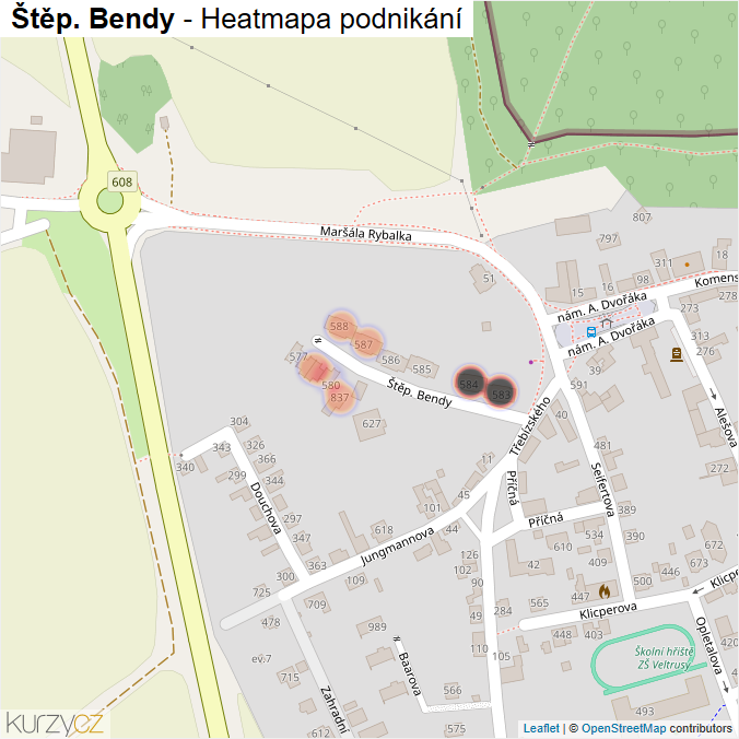 Mapa Štěp. Bendy - Firmy v ulici.