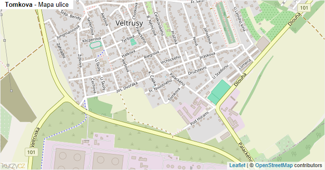 Tomkova - mapa ulice