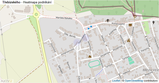 Třebízského - mapa podnikání