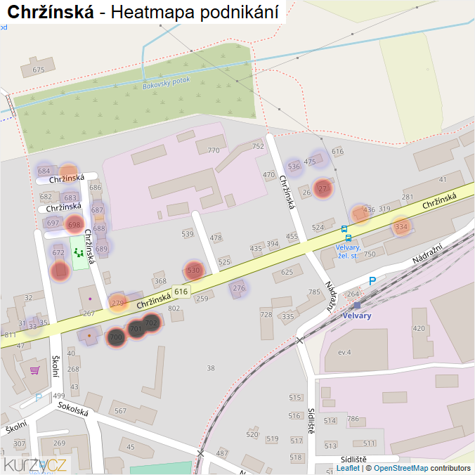 Mapa Chržínská - Firmy v ulici.