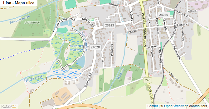 Lísa - mapa ulice