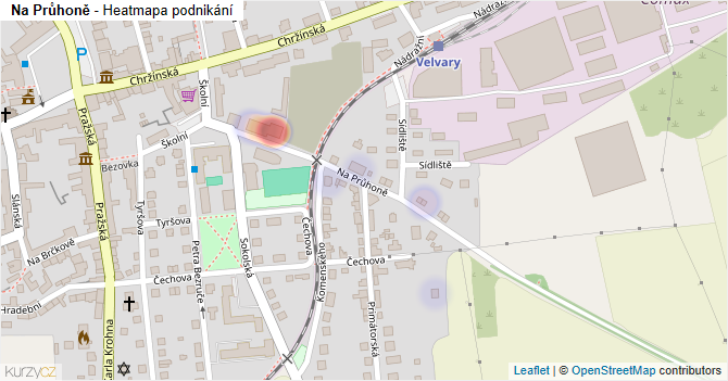 Na Průhoně - mapa podnikání