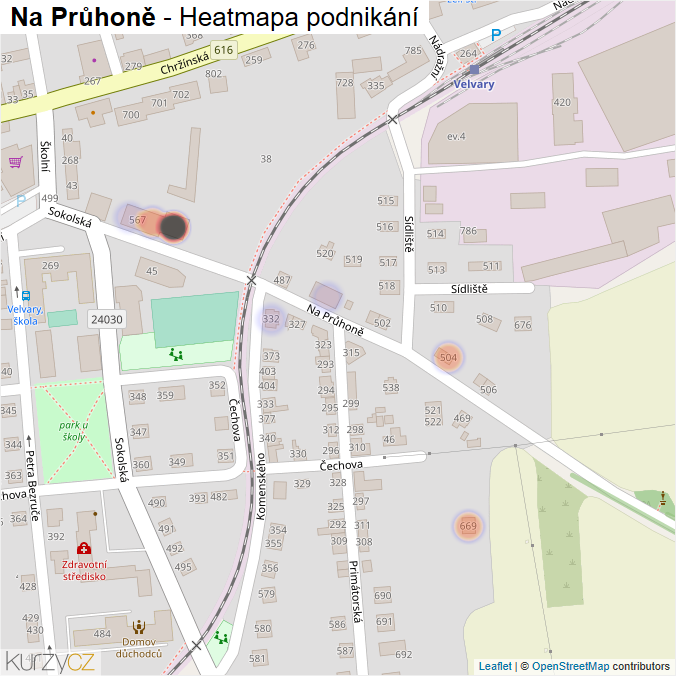 Mapa Na Průhoně - Firmy v ulici.