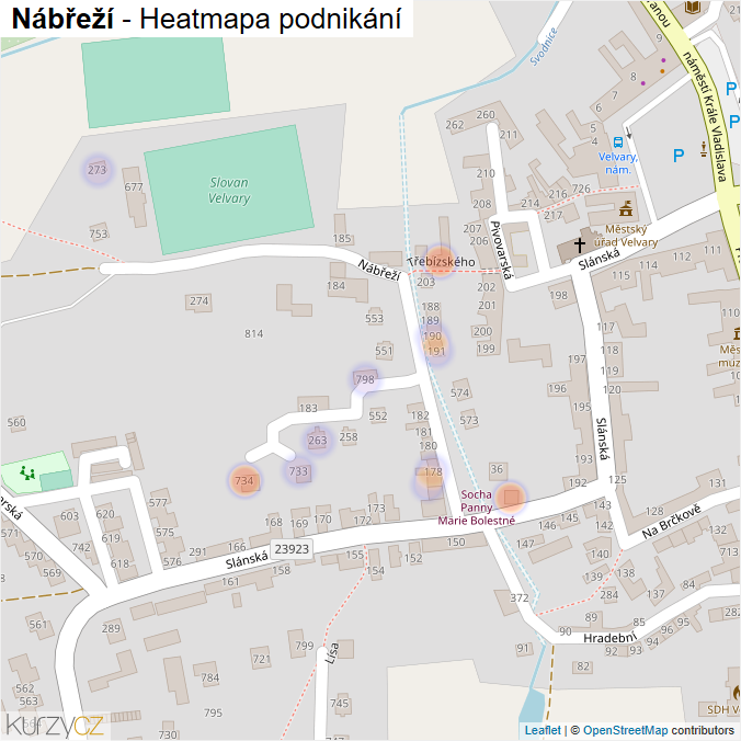 Mapa Nábřeží - Firmy v ulici.