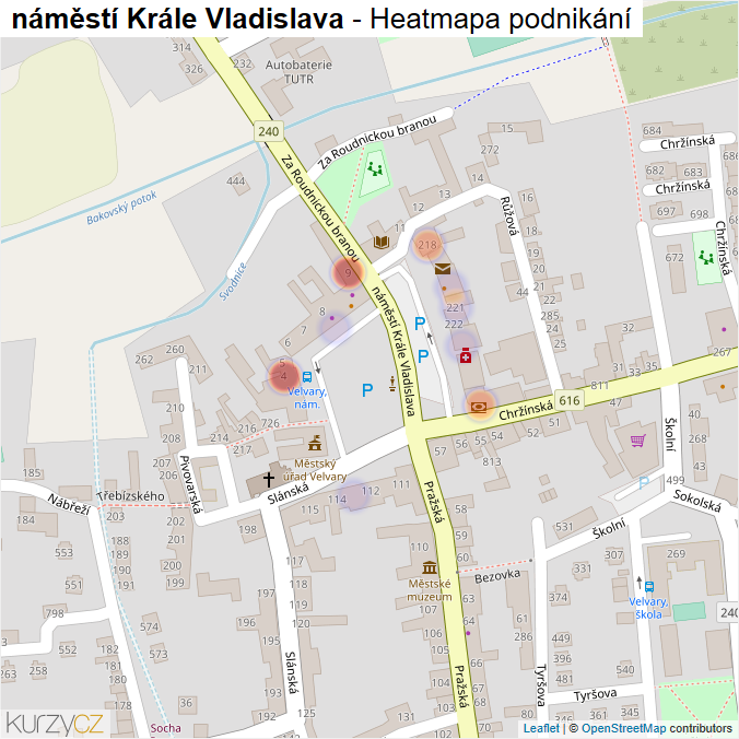Mapa náměstí Krále Vladislava - Firmy v ulici.