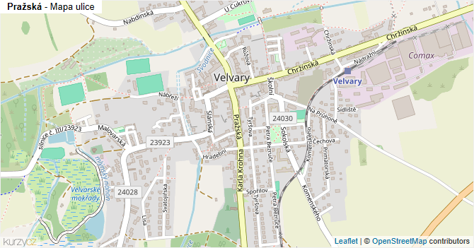 Pražská - mapa ulice