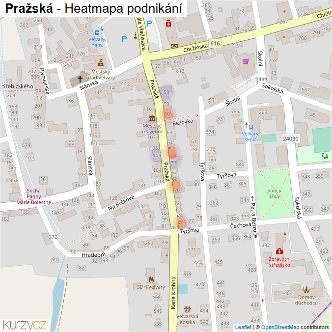 Mapa Pražská - Firmy v ulici.