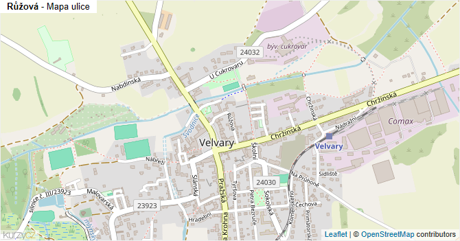 Růžová - mapa ulice