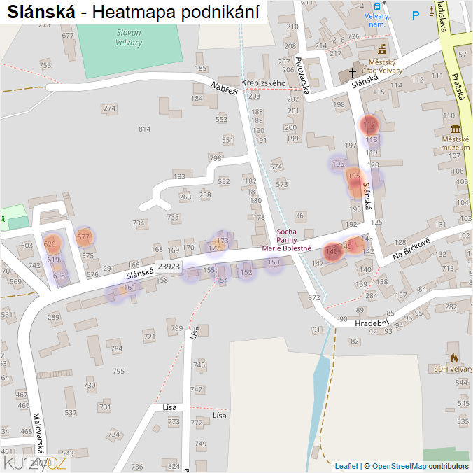 Mapa Slánská - Firmy v ulici.