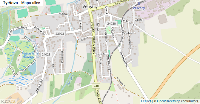 Tyršova - mapa ulice