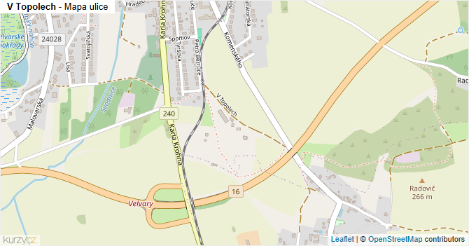 V Topolech - mapa ulice
