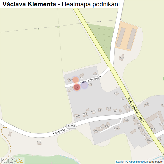 Mapa Václava Klementa - Firmy v ulici.