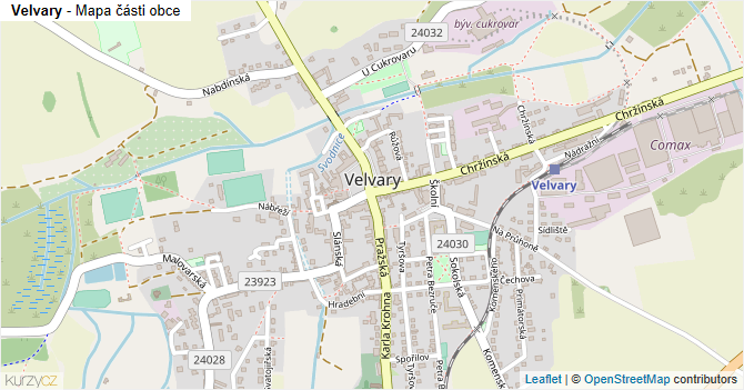 Velvary - mapa části obce