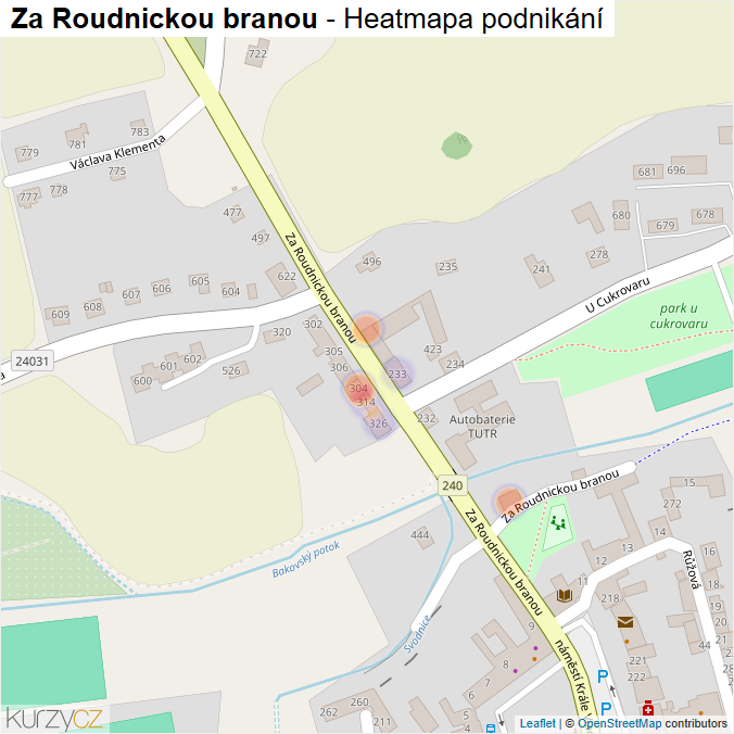 Mapa Za Roudnickou branou - Firmy v ulici.