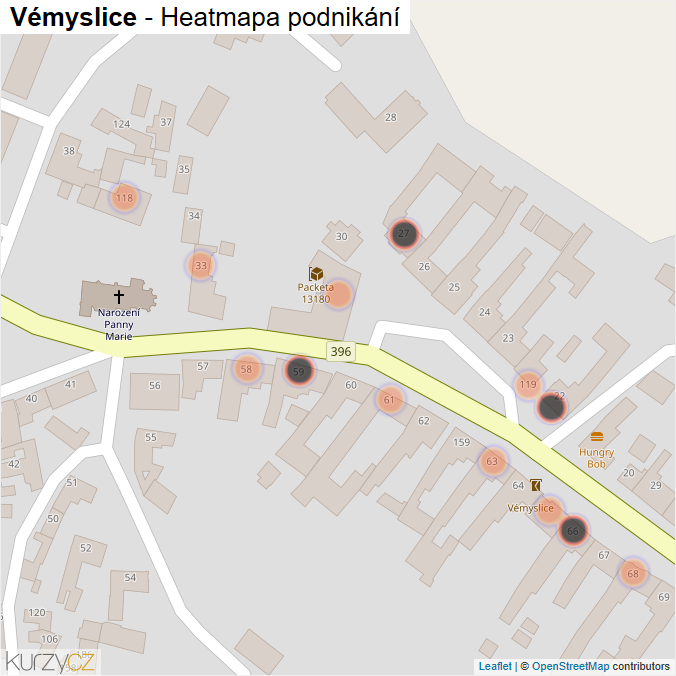Mapa Vémyslice - Firmy v obci.