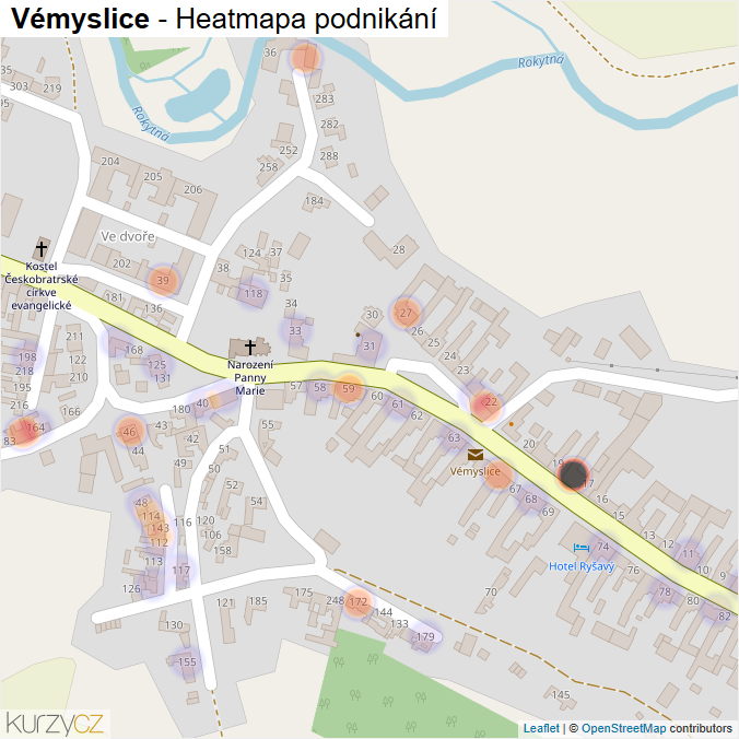 Mapa Vémyslice - Firmy v části obce.