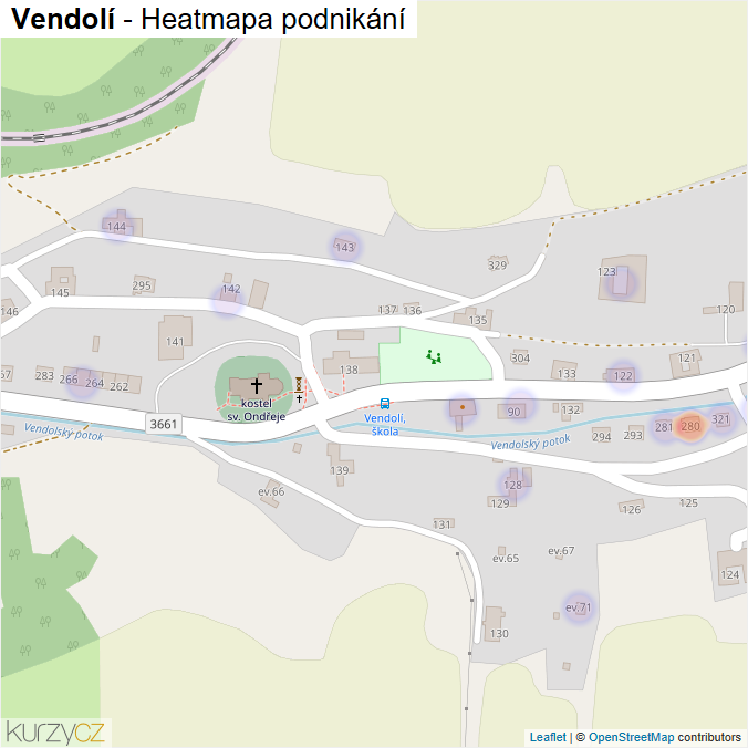 Mapa Vendolí - Firmy v části obce.