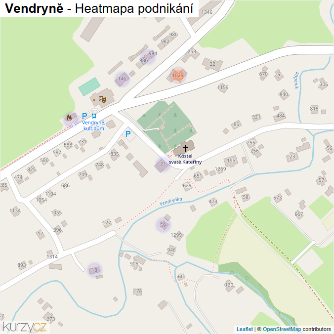 Mapa Vendryně - Firmy v části obce.