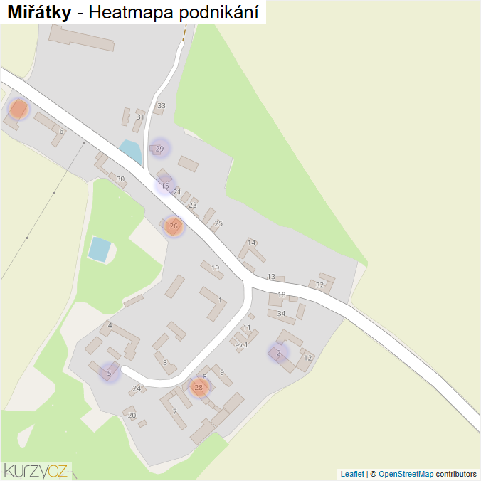 Mapa Miřátky - Firmy v části obce.