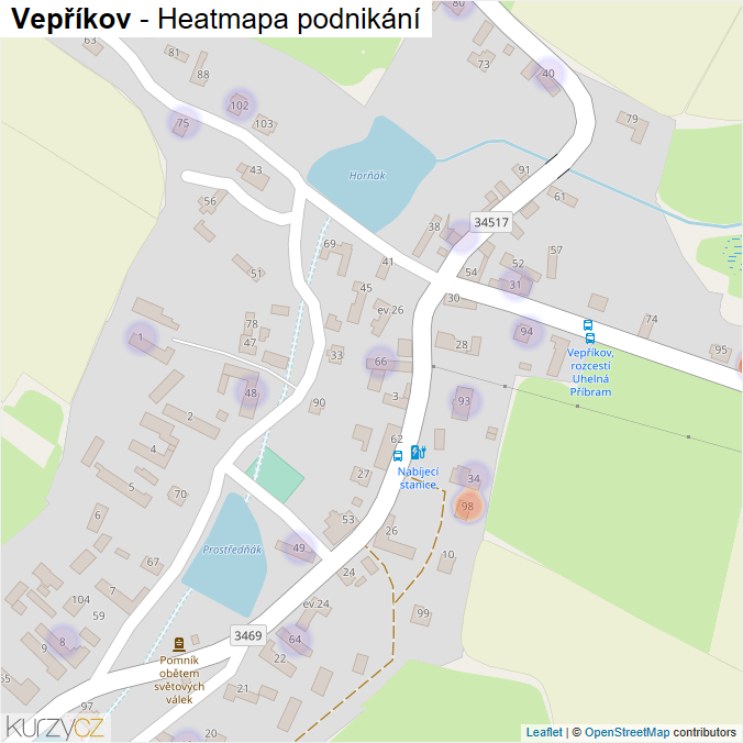 Mapa Vepříkov - Firmy v části obce.