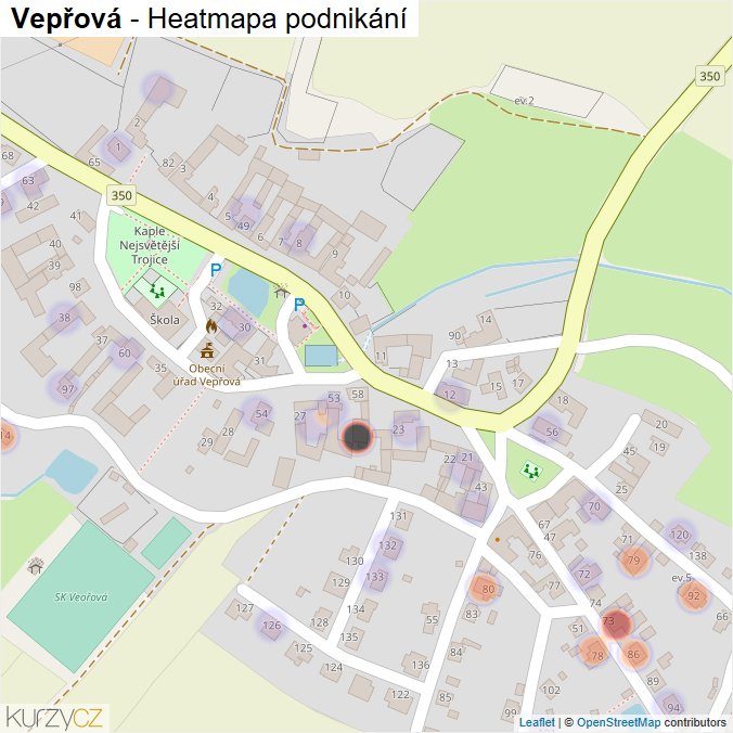 Mapa Vepřová - Firmy v části obce.