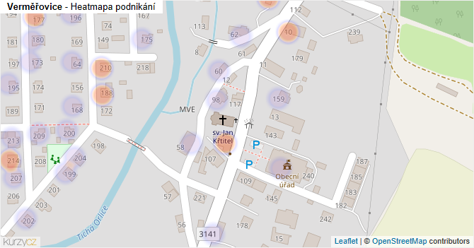 Verměřovice - mapa podnikání