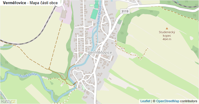 Verměřovice - mapa části obce
