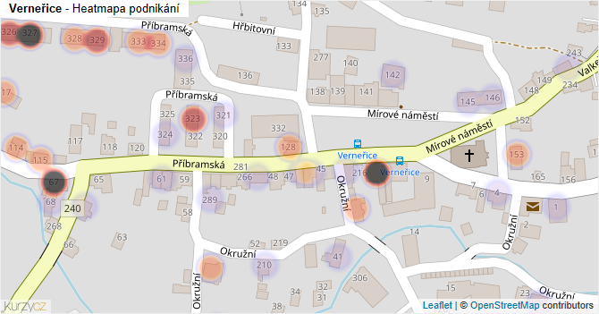 Verneřice - mapa podnikání