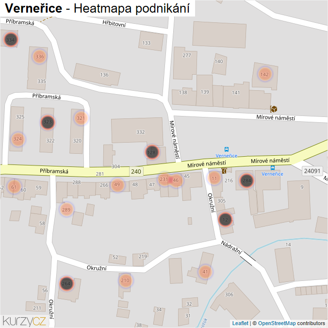 Mapa Verneřice - Firmy v obci.