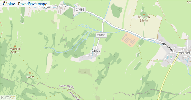 Čáslav - záplavové mapy stoleté vody