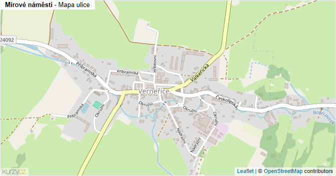 Mírové náměstí - mapa ulice