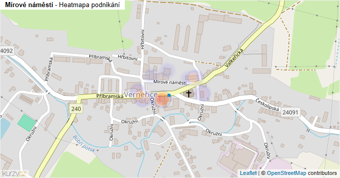 Mírové náměstí - mapa podnikání