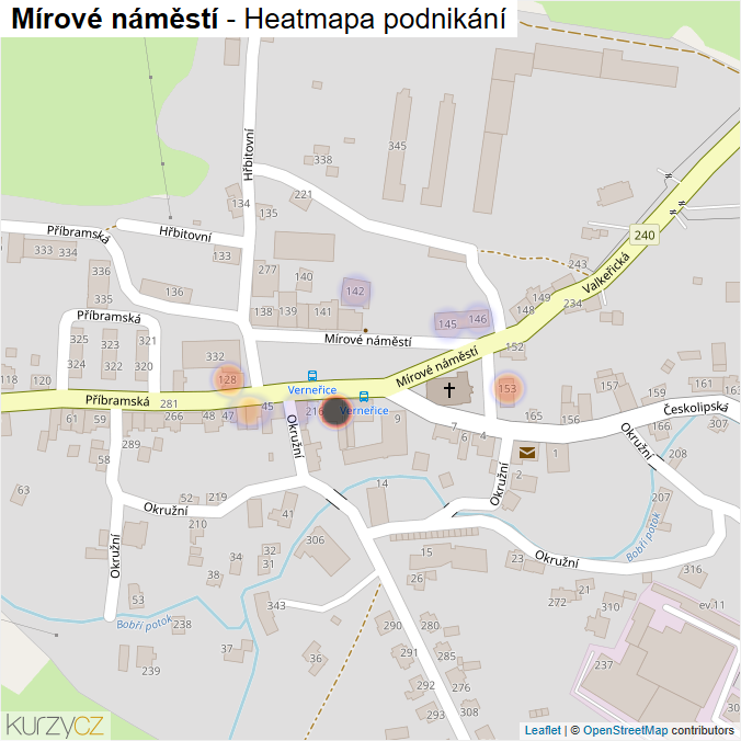 Mapa Mírové náměstí - Firmy v ulici.