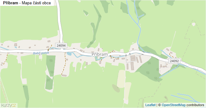 Příbram - mapa části obce