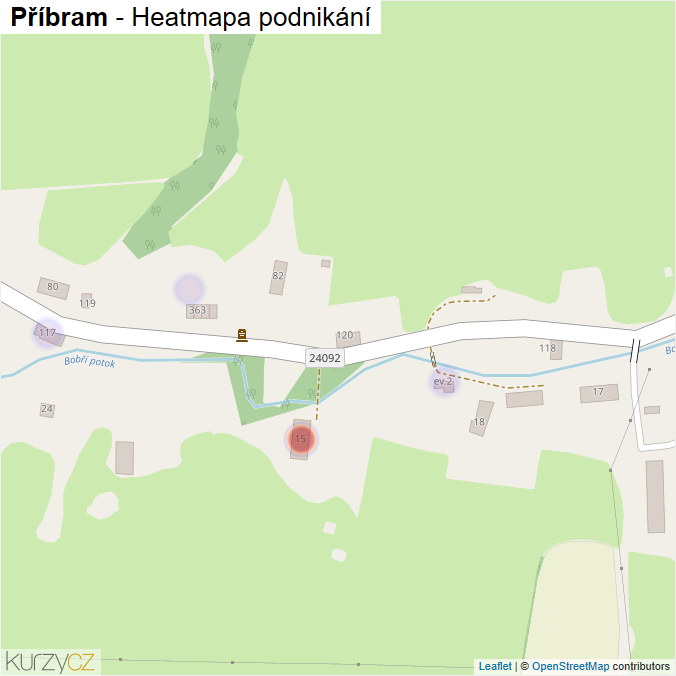Mapa Příbram - Firmy v části obce.