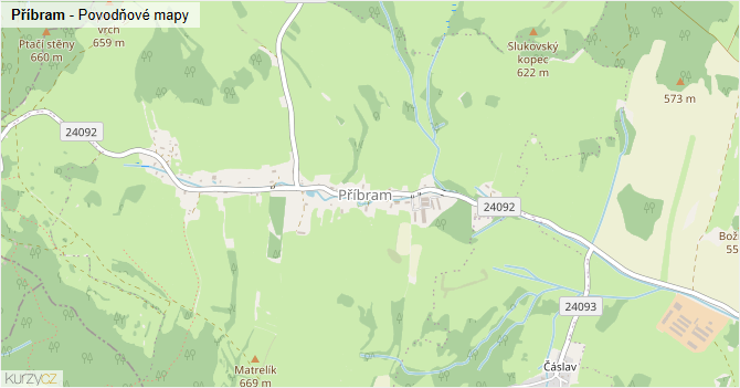 Příbram - záplavové mapy stoleté vody