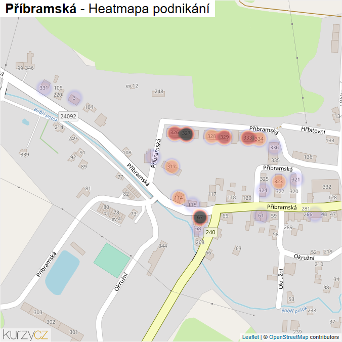 Mapa Příbramská - Firmy v ulici.