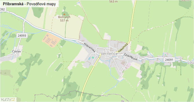 Příbramská - záplavové mapy stoleté vody